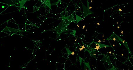 Poster - Animation of glowing stars and geometric network creating abstract digital pattern