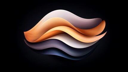 Poster - Abstract Golden and White Waves on Black Background