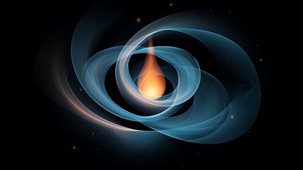 Poster - Abstract Fractal Background with Blue and Orange Glowing Swirls