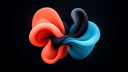 Poster - Abstract Swirls in Red Blue and Black Hues