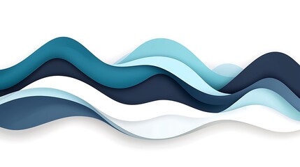 Poster - Abstract Blue and Teal Waves Modern Art Background