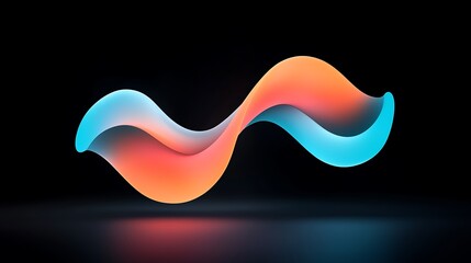 Poster - Abstract Glowing Waves Orange and Teal Energy Flow