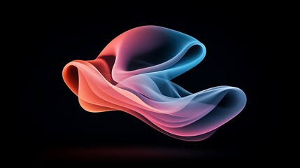 Poster - Abstract Fiery Smoke Wave in Red Pink and Blue Hues Against Black Background