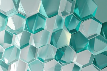 Poster - Stylish Light Teal Abstract Design Featuring Translucent Octagon Patterns