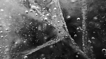 Poster - Close up shot of an ice surface with cracks and frozen air bubbles