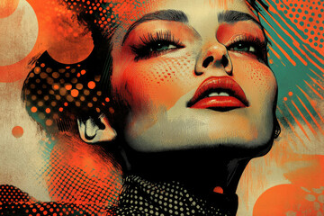 Poster - A stylized portrait of a woman's face, vibrant colors and bold lines create a striking image.