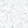 © chekiwart - Seamless pattern with hand drawn sea shells in sketch style