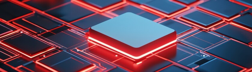 Poster - Modern computer chip with glowing circuitry design