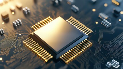Poster - Close-up of computer microchip on circuit board