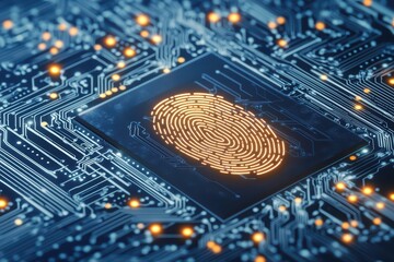 Poster - Digital fingerprint on circuit board background design