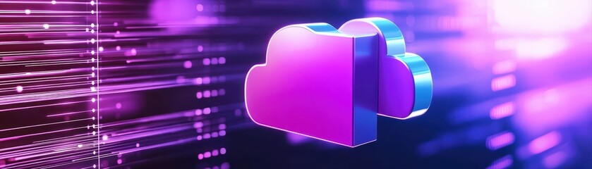 Poster - Digital cloud technology with abstract colorful effects
