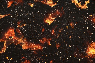 Poster - Abstract Glowing Embers Floating Through Cosmic Space with Lomo Style Effect