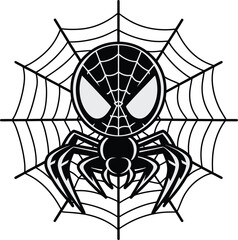 Cute cartoon spider on white background