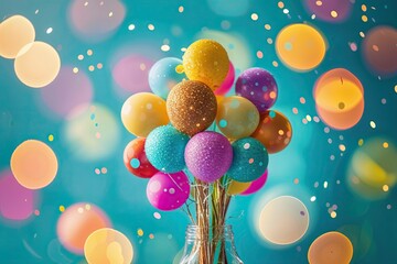 Poster - Soft Turquoise Background with Stunning Bokeh Effects for Colorful Celebrations