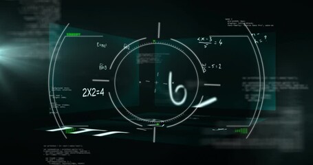 Poster - Animating mathematical equations and data processing on digital interface background