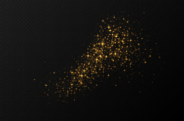 Wall Mural - golden sparkling stars, shiny particles light effect, transparent flying stardust texture, abstract 