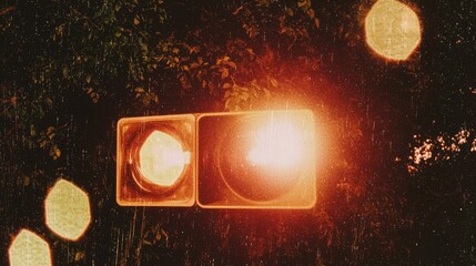 Poster - Retro Photography of Nostalgic Traffic Light with Artistic Background and Lomo Style Effects