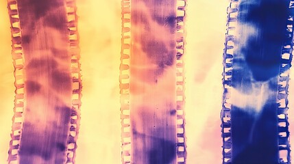 Poster - Vintage Film Strips on Background with Retro Colors in Lomo Photography Style