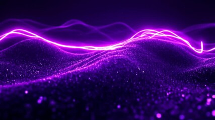 Poster - Purple Neon Lines Across Glittering Landscape