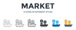 © San D - Market  Icon In Different Style Vector Illustration. Designed In Thin Line, Regular Line, Bold Line, Glyph, Color Fill, And Flat Style Can Be Used For Web