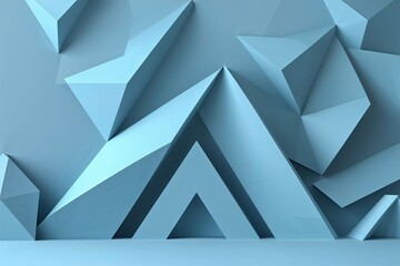 Poster - Abstract Light Blue Triangle Design with Modern Geometric Background