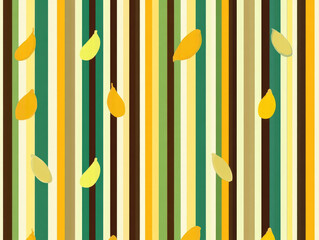 Aufkleber - vibrant pattern featuring yellow and green lemon shapes scattered across vertical stripes in shades of brown, green, and yellow, creating lively and fresh design