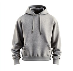 gray hoodie with drawstring and kangaroo pocket