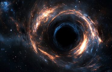 Wall Mural - Mysterious black hole swallowing starlit existence in the vast universe with glowing cosmic beauty