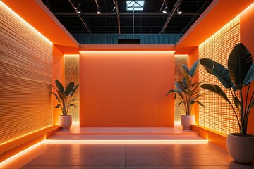 Poster - Vibrant Tangerine Background with Bright Patterns and Textures for Contemporary Presentations