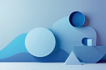 Poster - Light Blue Gradient Background with Minimalist Shapes for Contemporary Graphic Design Use