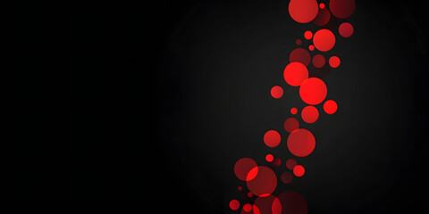 Poster - abstract background of many red circles on a black background. circles of different sizes and halftone with gradient. geometric modern illustration. banner design. minimalism