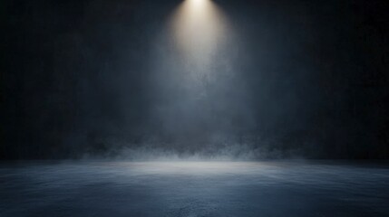 Poster - Dark stage with a spotlight illuminating a textured floor, creating a dramatic atmosphere.