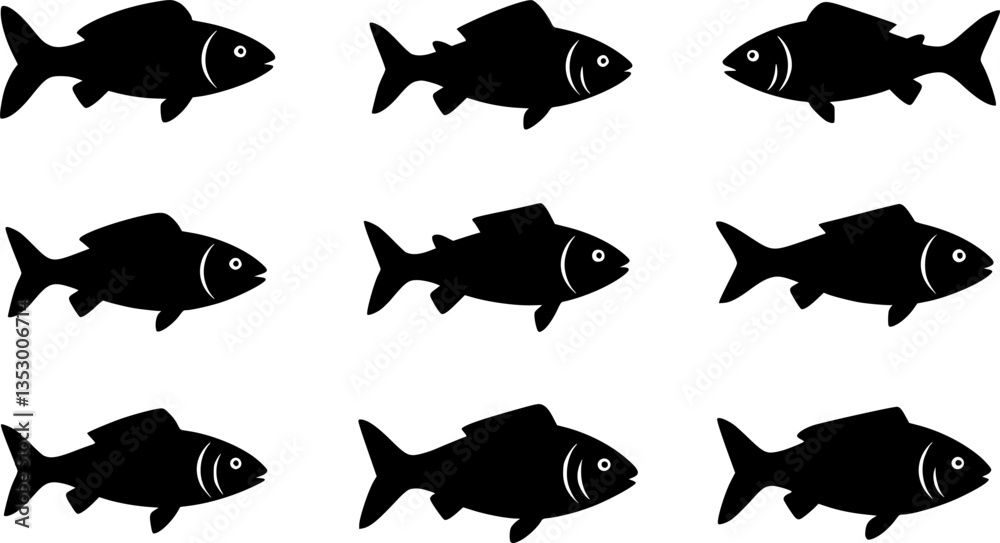 Fish icon vector set isolated on white background. food illustration ...