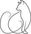 © DesignVault - Cat continuous Straight line art drawing