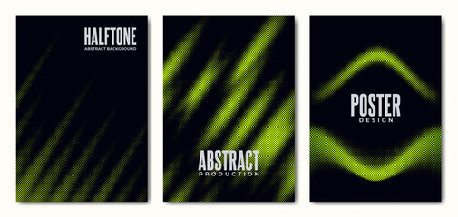 Fototapete - Abstract Halftone Cover Poster Background Set.