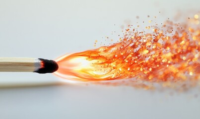 Poster - A matchstick is lit and the flame is very bright