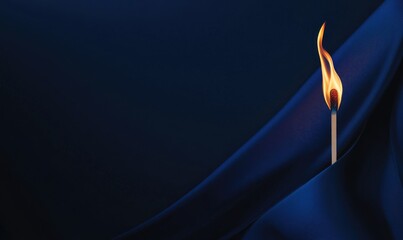 Fototapete - A blue background with a lit match on it