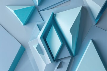 Poster - Modern Geometric Background with Abstract Light Blue Triangle Design