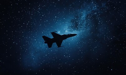 Wall Mural - a jet is flying through the night sky