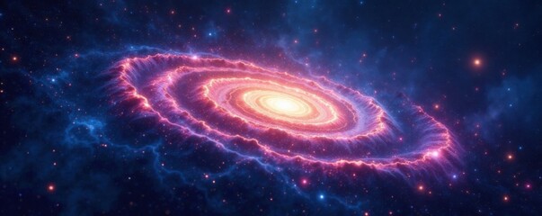 swirling galaxy with stars against dark space background, cosmos, space