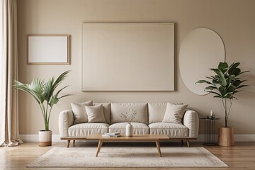 Poster - chic soft beige canvas wall design for minimalist marketing presentations