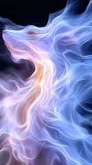 Poster - Ethereal swirling smoke pattern in soft blue and pink hues against black background creates mystical atmospheric effect for abstract design projects.