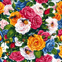 Poster - A beautiful flower pattern featuring diverse colors and blooms showcasing the vibrancy and beauty of nature