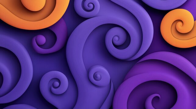 Swirling Halloween Hues 3D Abstract Spiral Background.