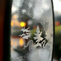 Poster - Exquisite glass etched with mesmerizing floral patterns creating a stunning visual display of artistic craftsmanship
