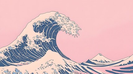 Poster - Serene wave in the ocean with gentle pastel colors creating a calming and peaceful seascape for relaxation