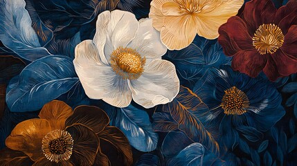 Poster - Vibrant floral design featuring a beautiful flower set against a striking blue background for art enthusiasts