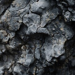 Poster - Stunning macro shot of unique rock wall texture against a solid black background highlighting natural features