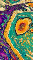 Poster - Vivid digital art depicting turbulent colorful fluid in motion with abstract patterns and intense visual dynamics