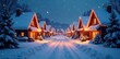 © Phennapha - Snowy village street with decorated houses and twinkling lights, christmas, winter
